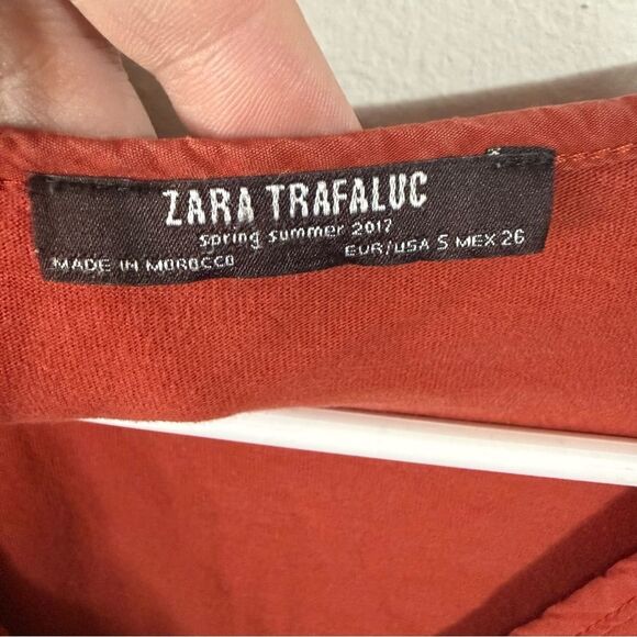 Zara Terracotta V-Neck High Low Dress - Picture 3 of 4
